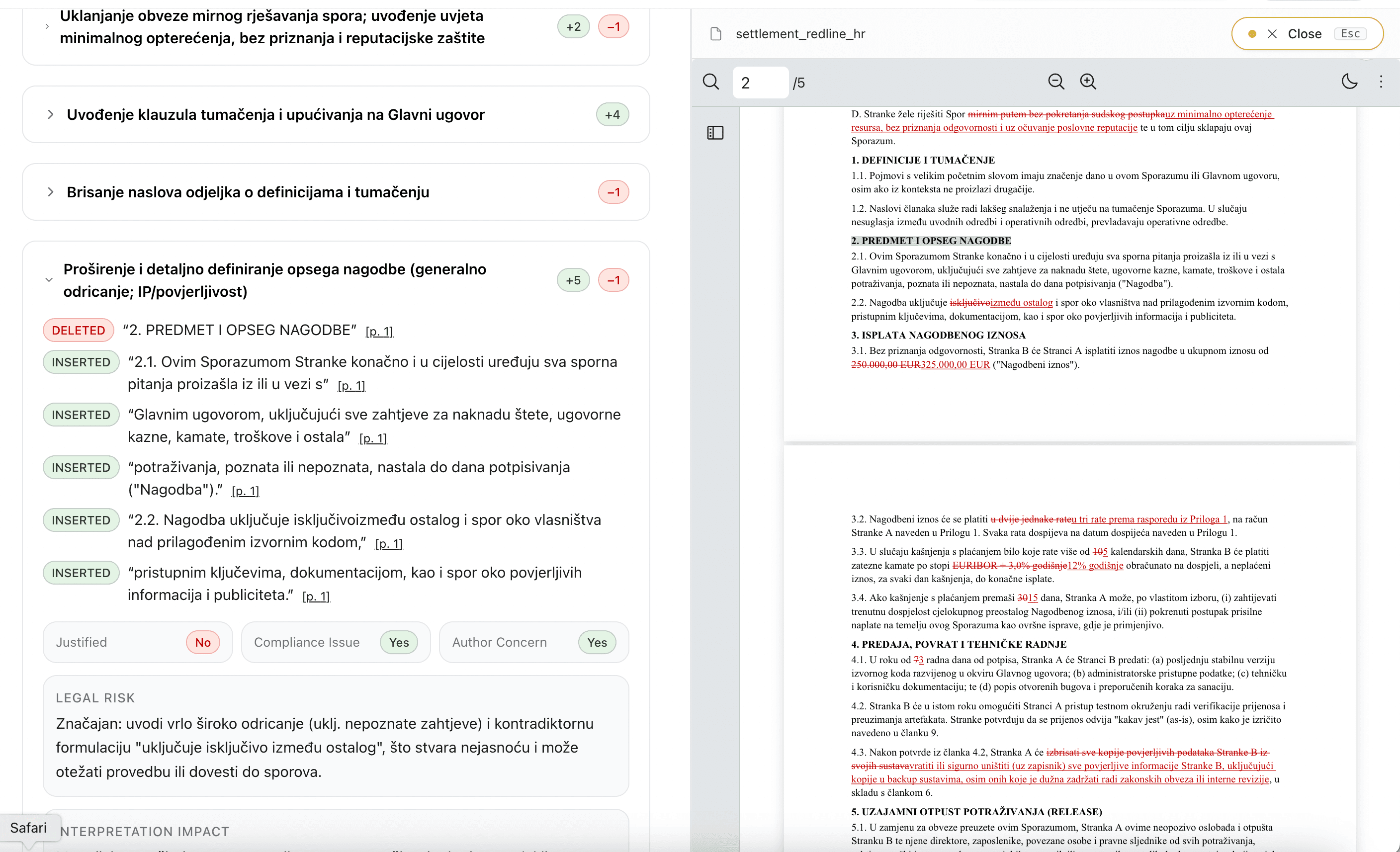 Lexandro compare and review UI